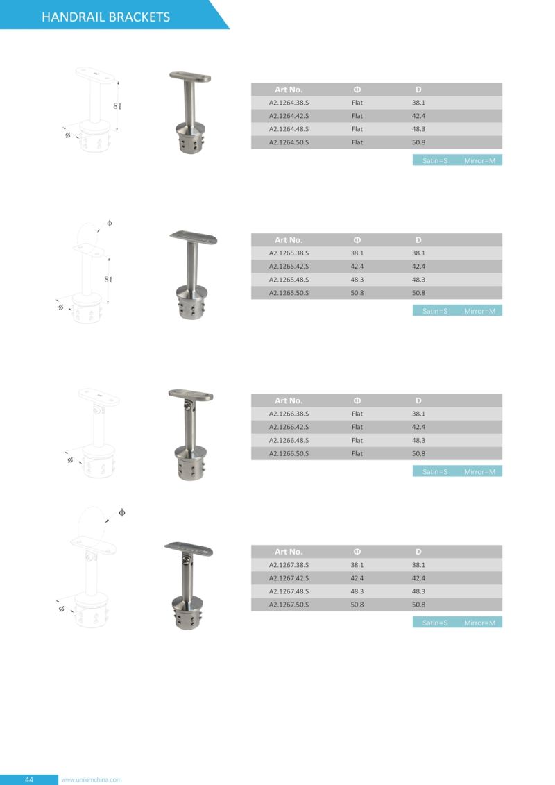 High Quality Ajustable Stainless Steel Modern Glass Stair Handrail Brackets