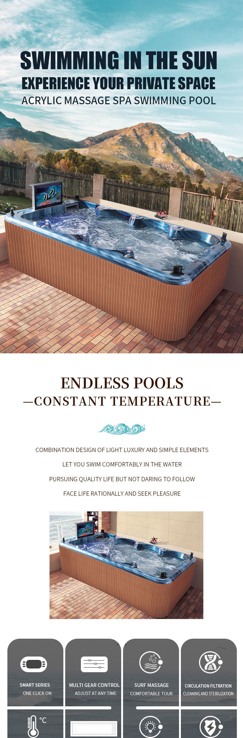 New Outdoor Swim SPA with 3kw Heater DVD*1PC and 8 Seats