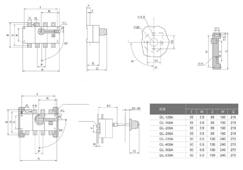 Gl Manual Transfer Switch 800V DC 160 AMP Isolator Switch