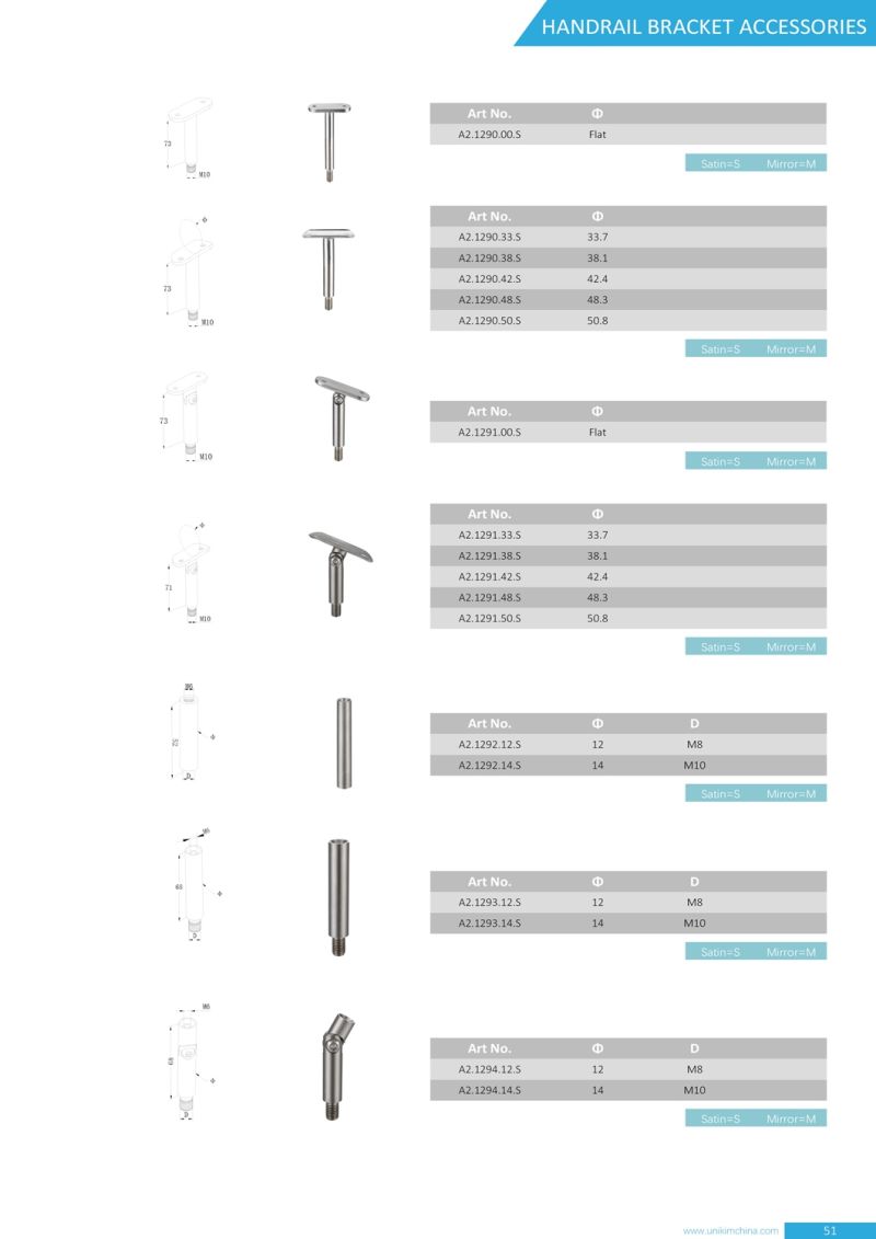 High Quality Ajustable Stainless Steel Modern Glass Stair Handrail Brackets