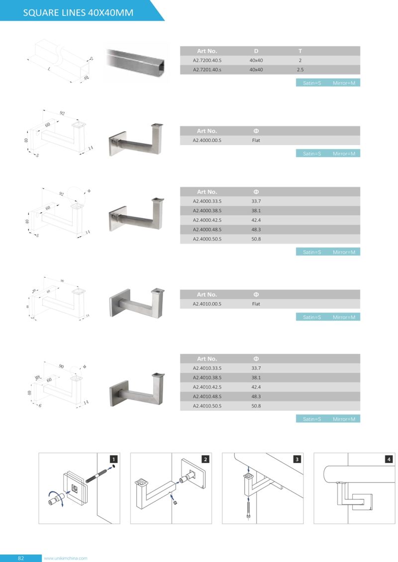 Square Stainless Steel Glass Ajustable Stair Baluster