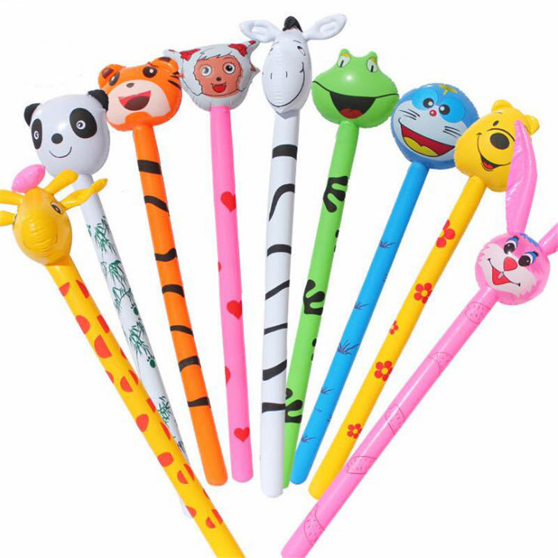 PVC Inflatable Toy Long Stick Cartoon Animal Long Stick Child Holding Cheer Stick PE Inflatable La La Stick