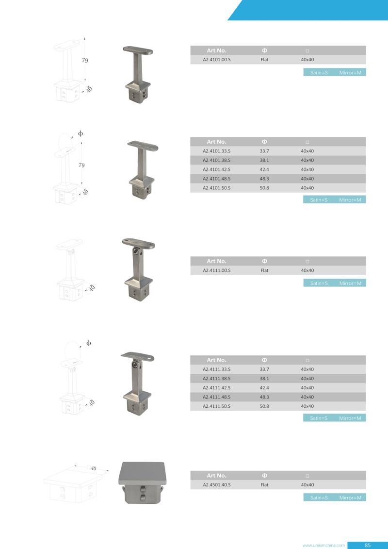 Square Stainless Steel Glass Ajustable Stair Baluster