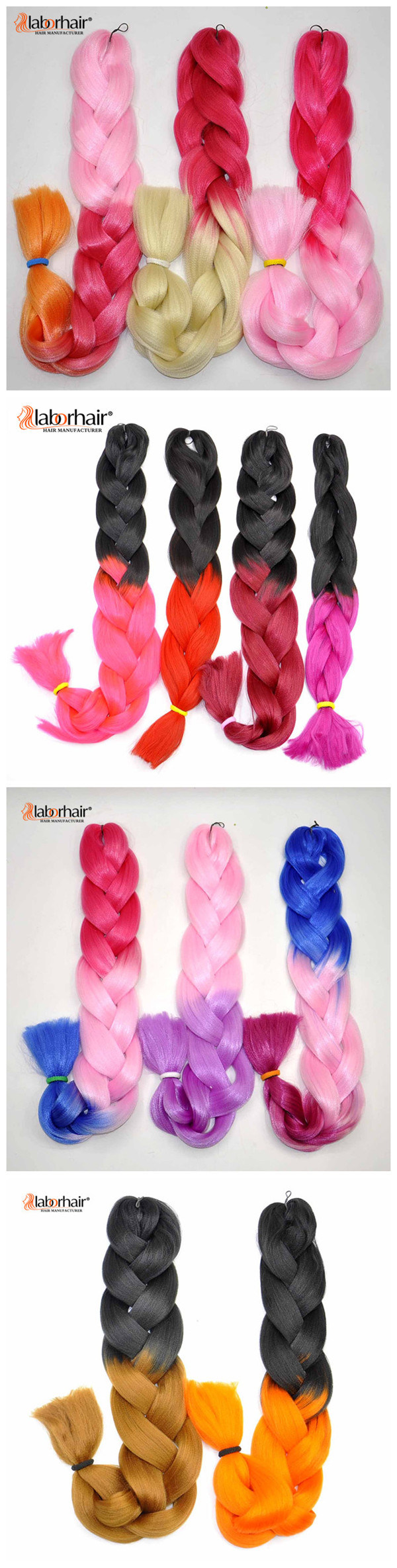 Synthetic Ombre Hair Braid 100% Kanekalon Jumbo Box Braid Hair Pink and Blonde Colors Extension Lbh040