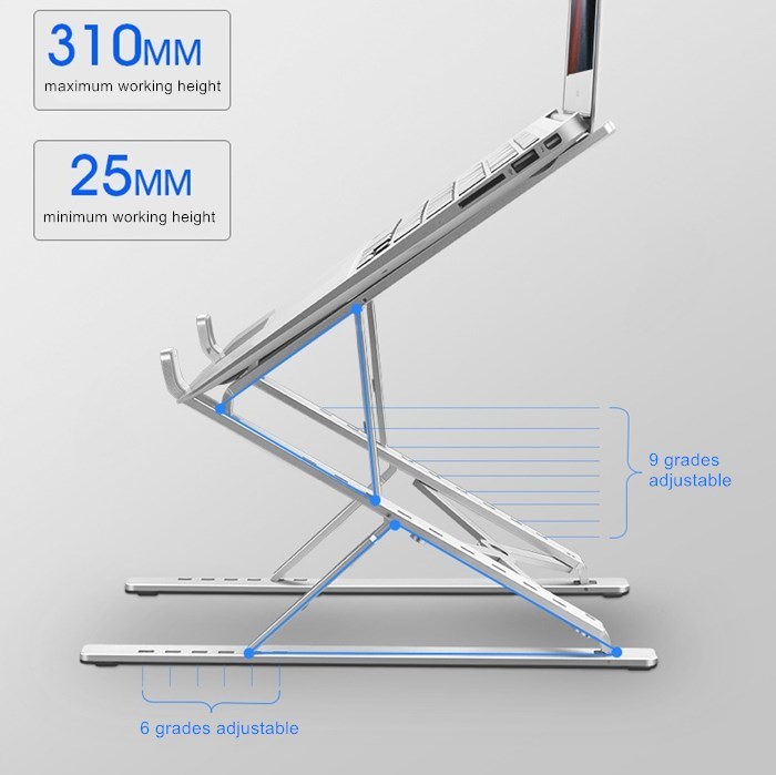 Dual 6+9 Grades Adjustable Length Angle Monitor Riser Notebook Laptop Stand