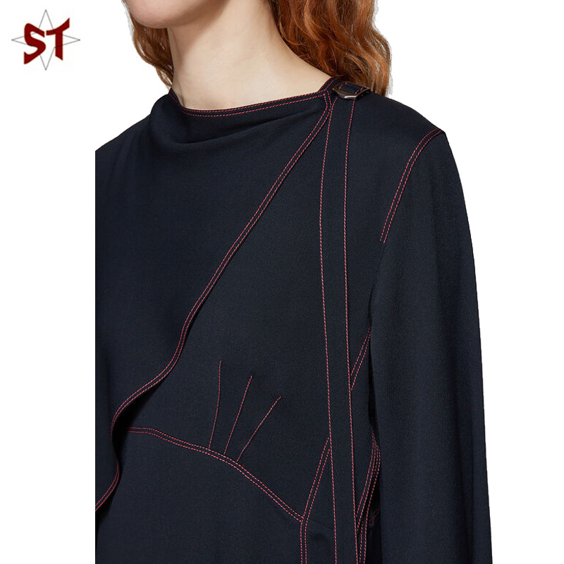 OEM Simple Style Long Sleeve Polyester Long Dress