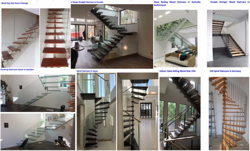 Wrought Rought Curved Stairs Types, Glass Curved Staircase with Railing