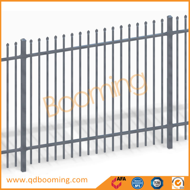 Horizontal Rails and Vertical Picket Steel Spear Fencing