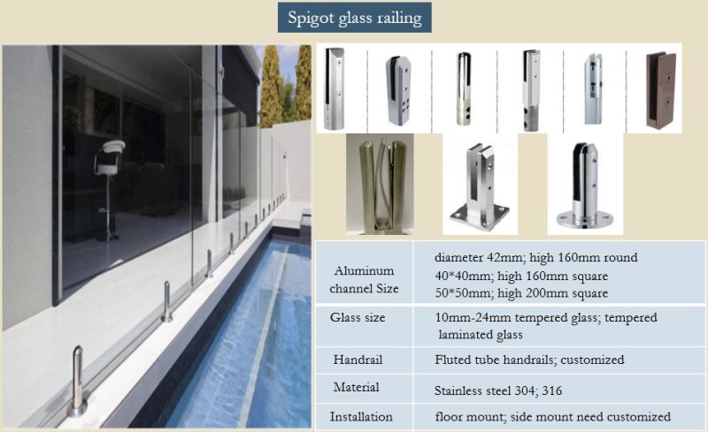 New Design Glass Railing Balcony Grill Design with Aluminum U Channel Railing