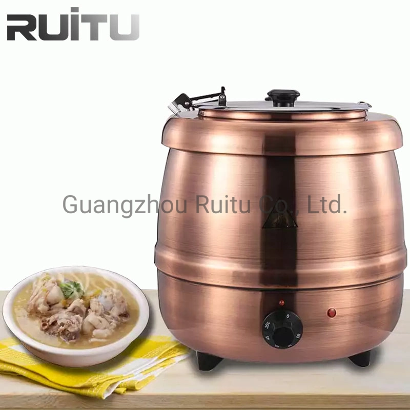 Kitchen Buffet Furniture Catering Server Dinner Rose Gold Copper Cooking Soup Container Heating Kettle Warmers Set Stainless Steel Electric Hot Thermal Soup Pot