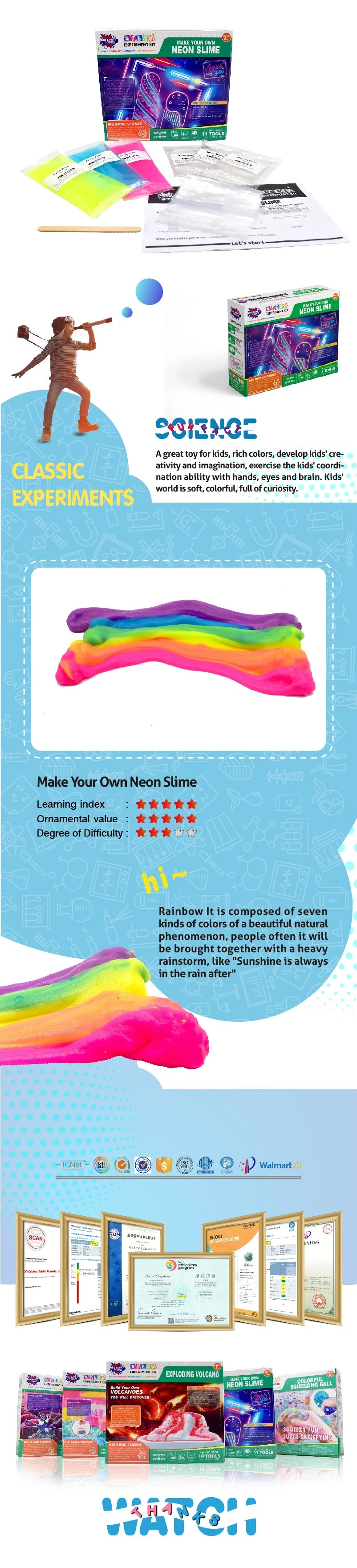 Make Your Own Neon Slime Non-Sticky DIY Slime Kit for Kids