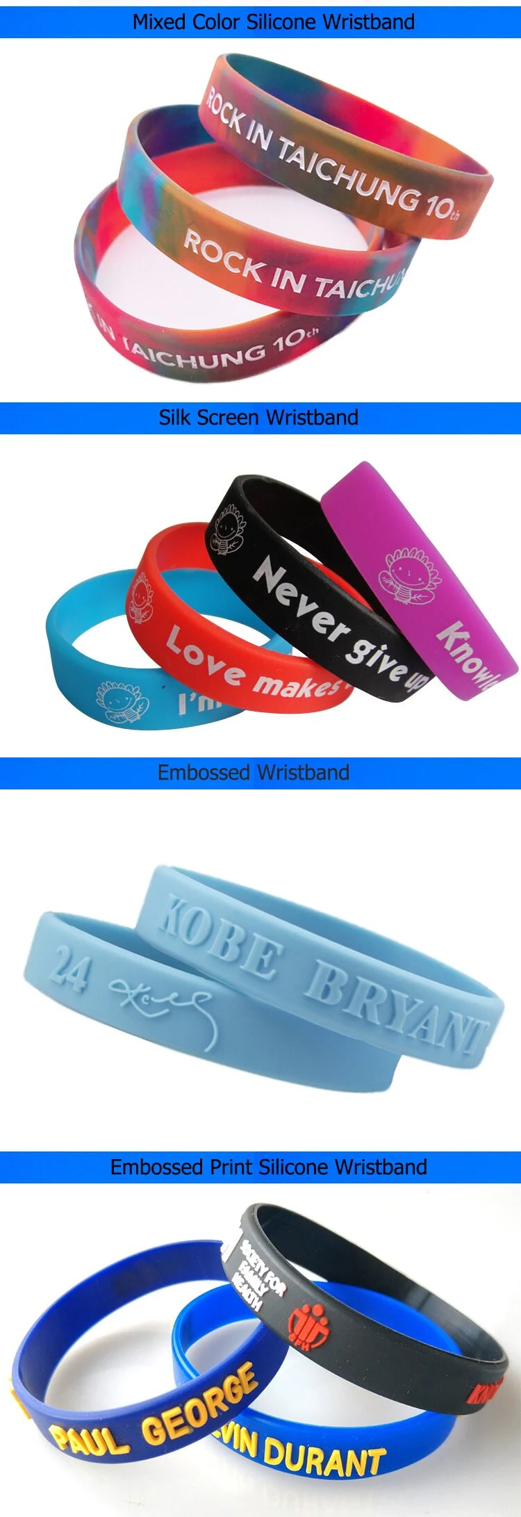 Silicone Wristband, Embossed Wristband Printing Logo Wristband