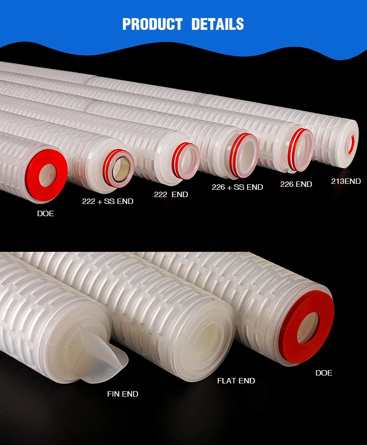 Darlly All Fluoropolymer Hydrophobic PTFE Membrane Pleated Filter Cartridge for Pharmaceutical Products Microelectronics Fluids