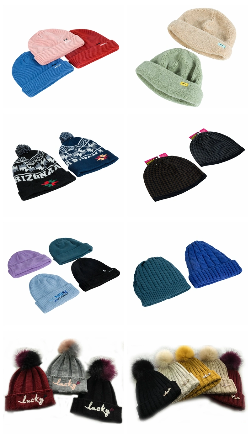 Adult Warm Winter POM POM Hat Custom Knitted POM Beanie Hat with Spot Sales