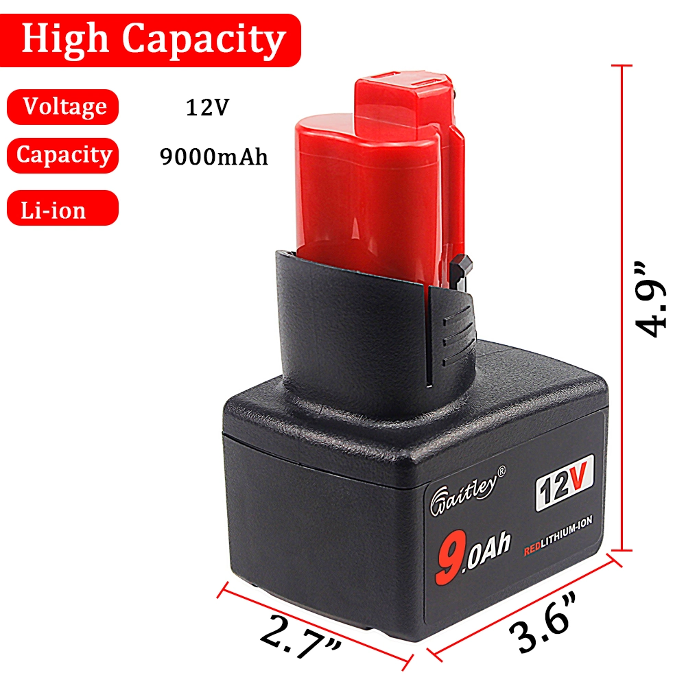 M12 12V 9.0ah Replacement Battery Compatible with Milwaukee M12 48-11-2401 Li-ion Battery 48-11-2420 48-11-2411 48-11-2440 48-11-2402 Tools