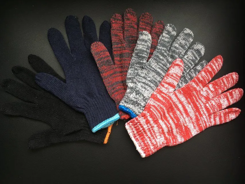Colorful Knitted Mixed Yarn Poly Cotton Knitted Gloves Colorful Cotton Glove