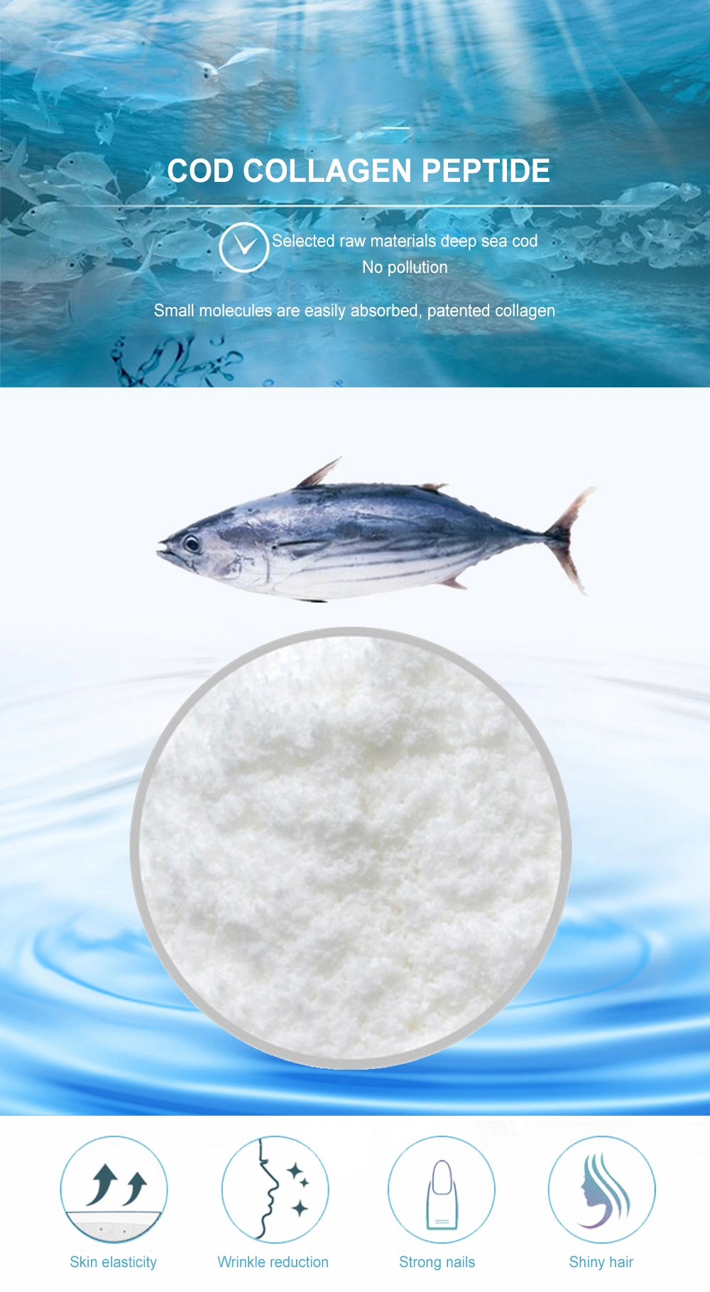 Factory Supply Pure Fish Collagen Powder/Hydrolyzed Collagen/Collagen Peptide for Anti-Aging