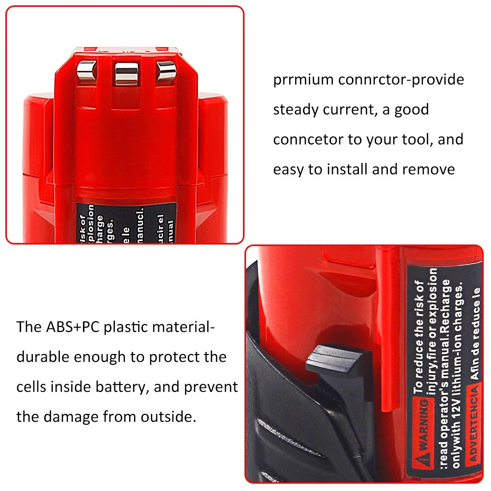Waitley M12 3.0ah 12V Li-ion Battery Compatible with Milwaukee M12 48-11-2401 Li-ion Battery 48-11-2420 48-11-2411 48-11-2440 48-11-2402 Tools