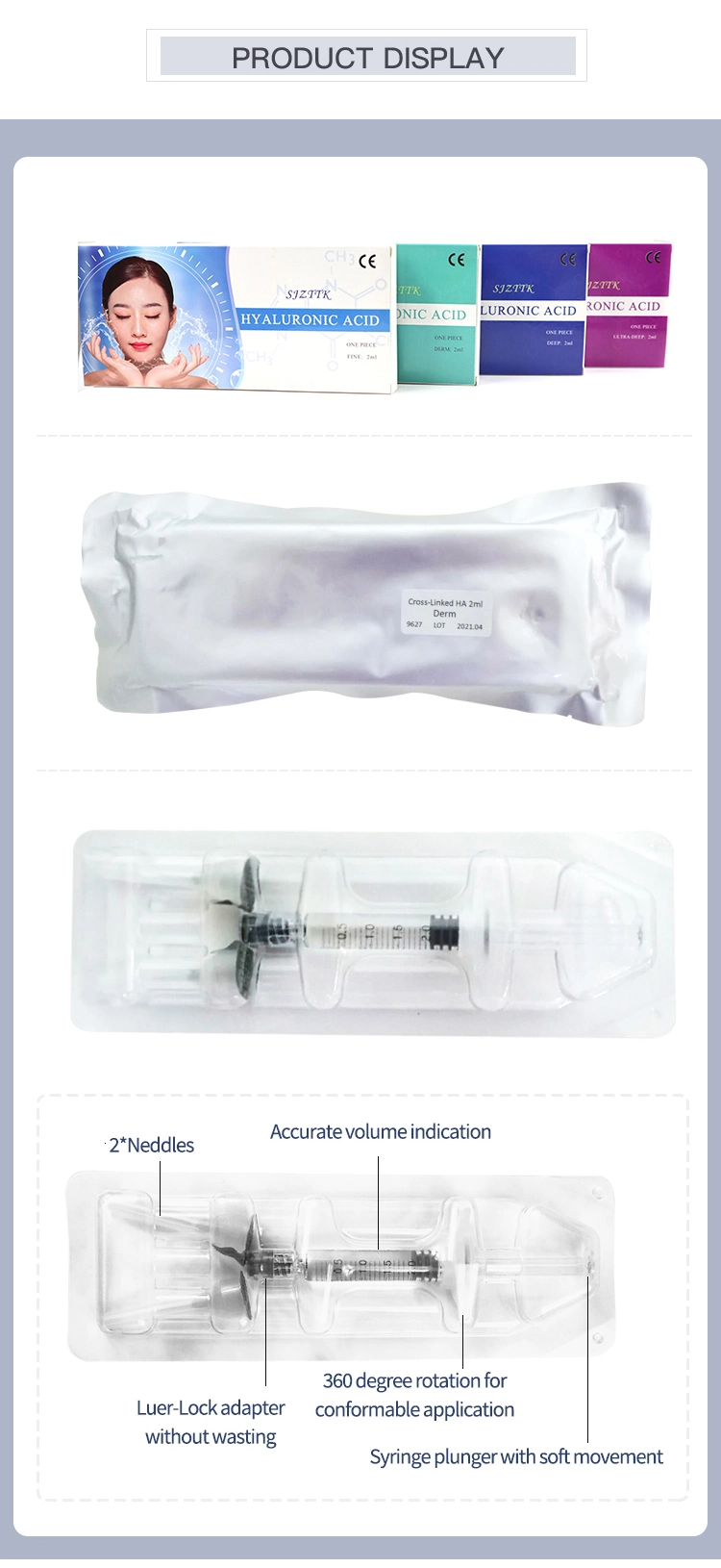 1ml Acid Hyaluronic Gel Dermal Filler Hyaluronic Acid 10ml Injection Injection for Penis/Breast/Hip Enlargement