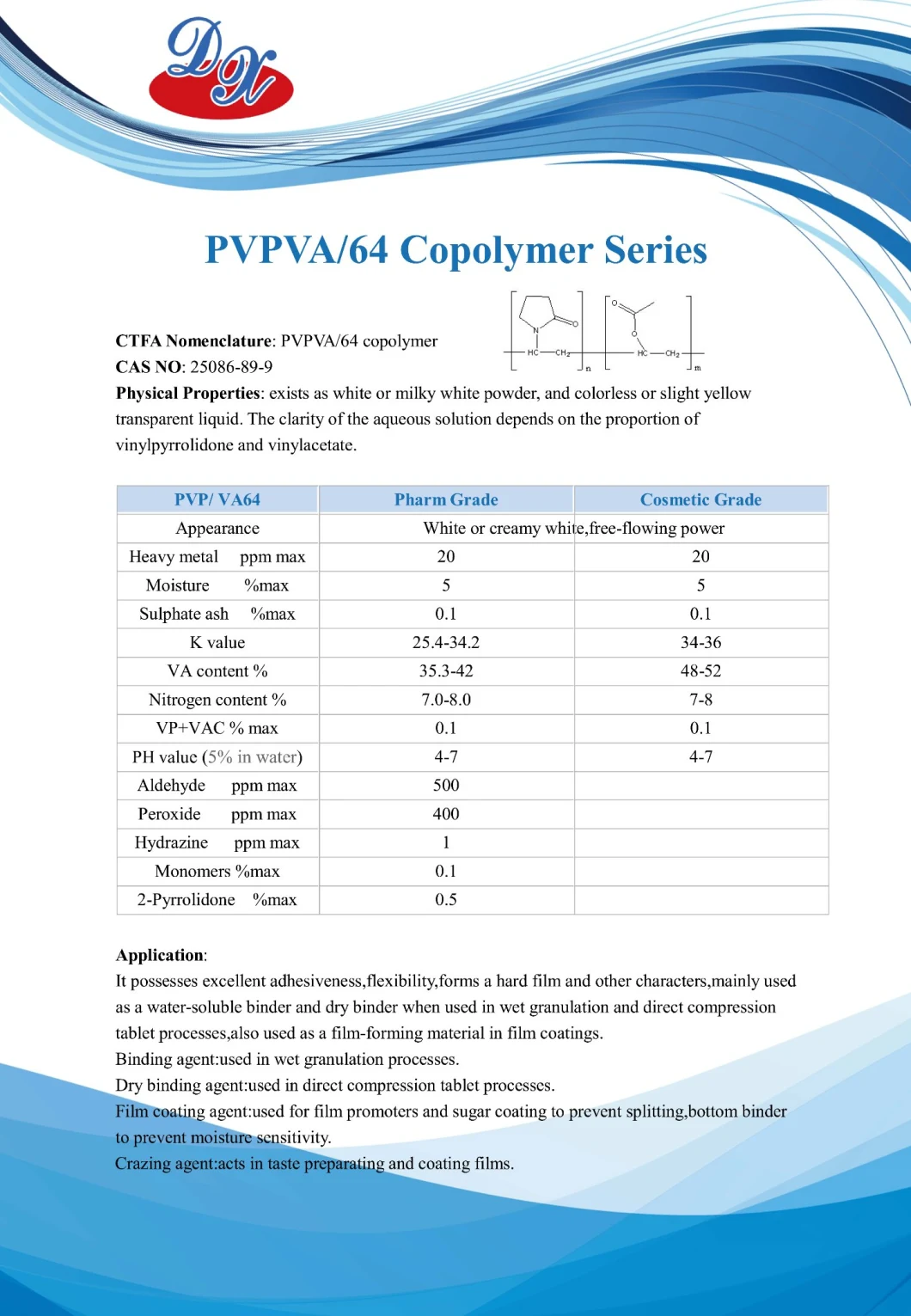 CAS: 25086-89-9 Pvp Va64/Pvp S630 Vp/Va Copolymers