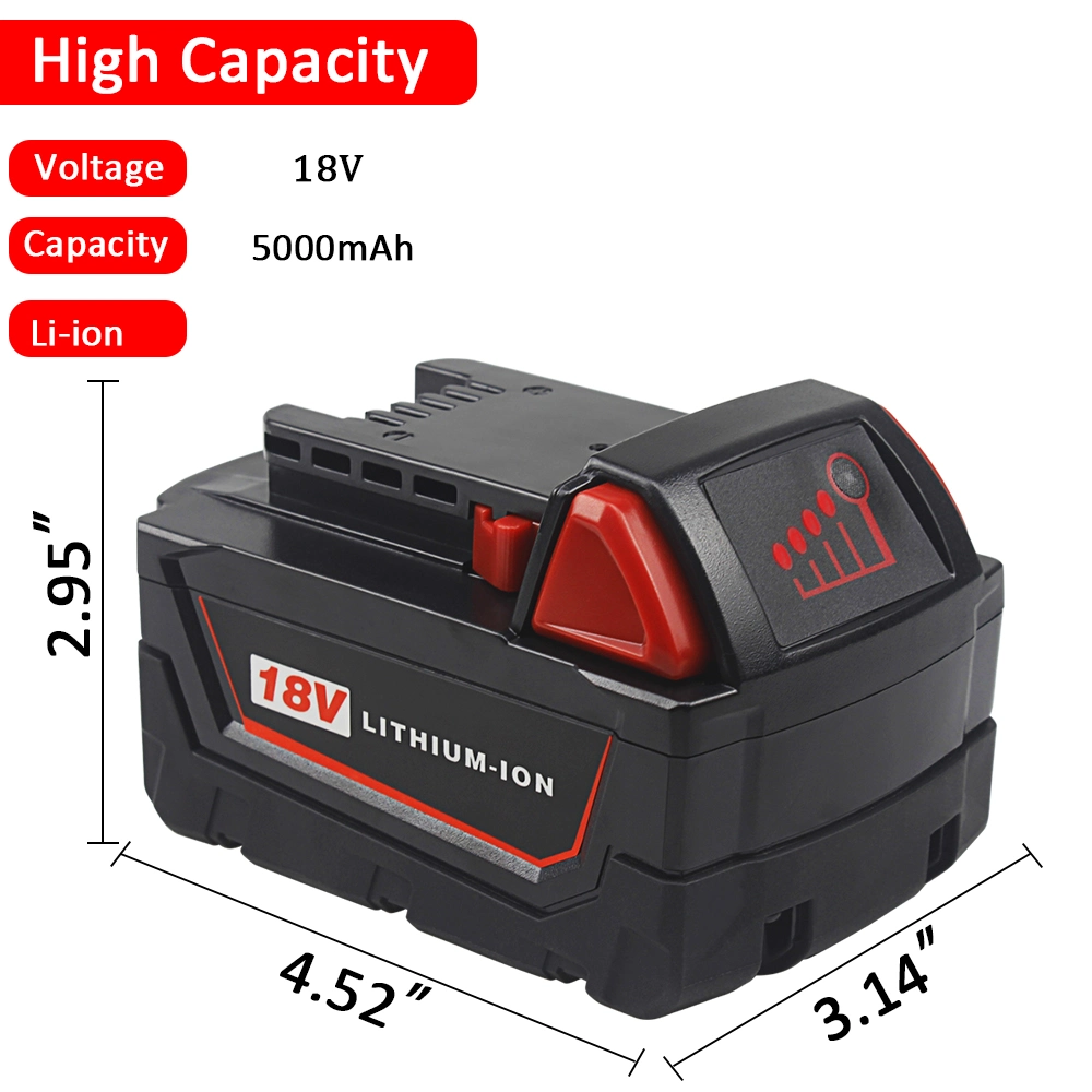 M18 18V 5.0ah Replacement Battery Compatible with Milwaukee M18 18V 9000mAh M18b 48-11-1820 48-11-1850 48-11-1828 48-11-10 Lithium-Ion Battery Cordless