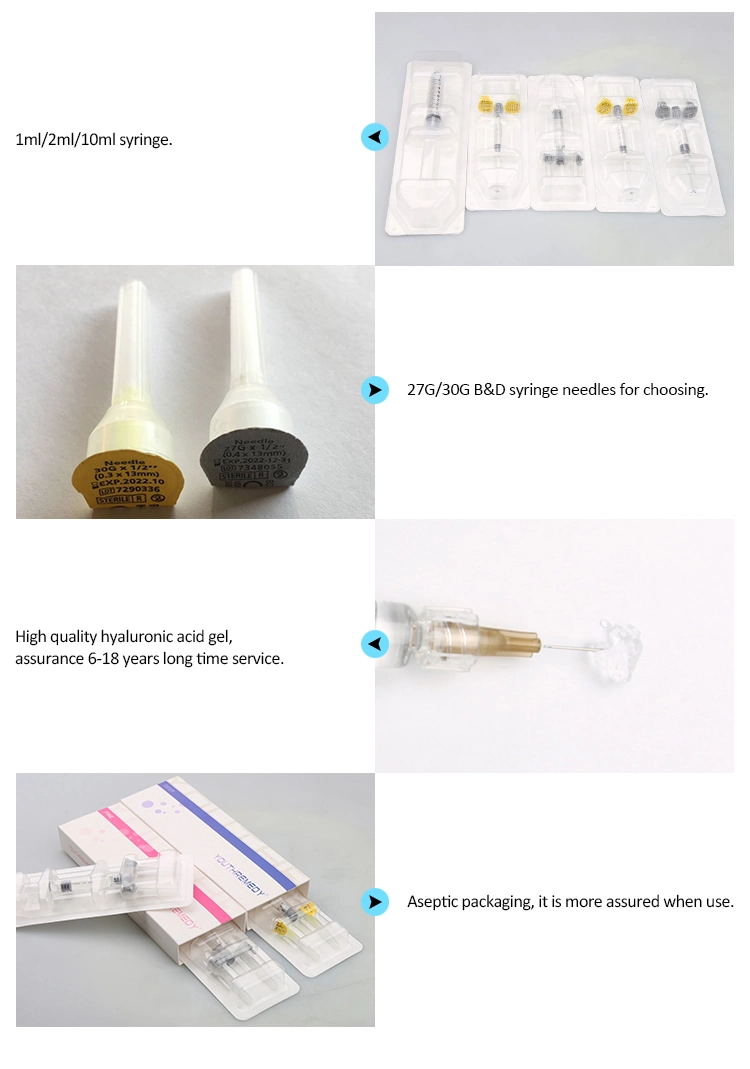 1ml Dermal Filler Hyaluronic Acid Injection Cross Linked Hyaluronic Acid Korea Dermal Filler Acid Hyaluronic Filler