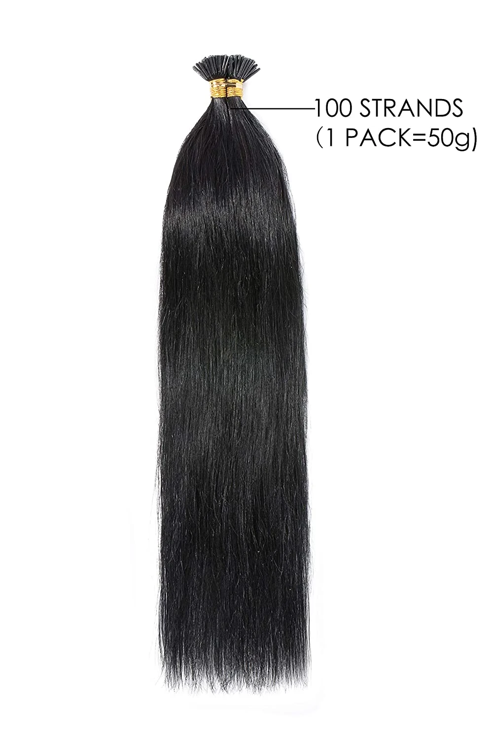 I Tip Hair Extensions Human Hair Pre Bonded 22Inch #1 Jet Black Silky Straight Hair Extensions Keratin with Salon Style 100% Real Human Hair(Keratin, 50G, 1G/S)