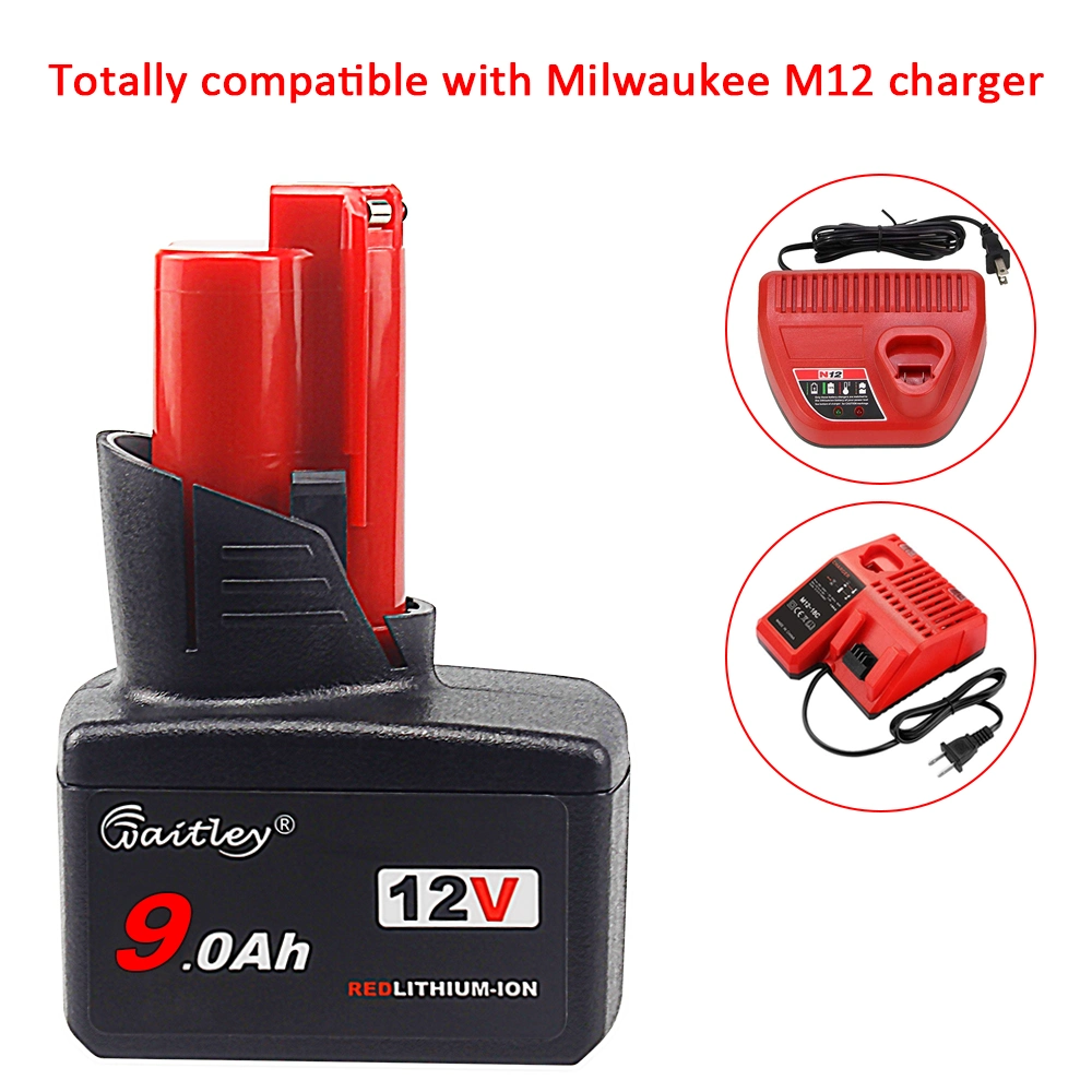 M12 12V 9.0ah Lithium Battery Compatible with Milwaukee M12 48-11-2401 Li-ion Battery 48-11-2420 48-11-2411 48-11-2440 48-11-2402 Tools