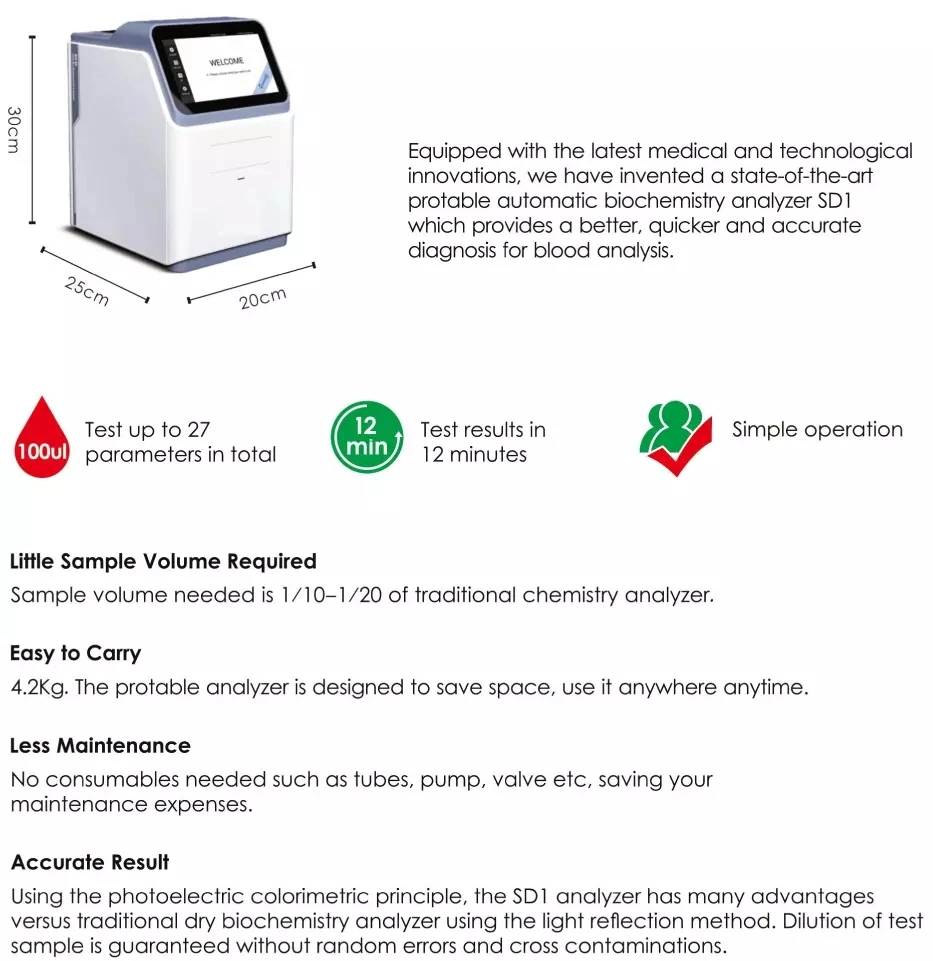 Chemistry Analyzer Dry, SD1 Fully Automated Clinical Chemistry Analyzer, Biochemistry Analyzer