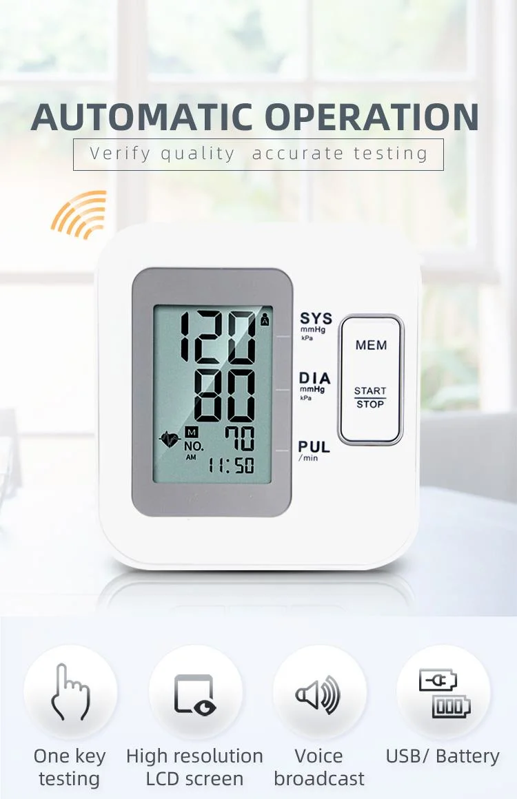 Bp Heart Beat Rate Pulse Meter Tonometer LCD Display Upper Arm Sphygmomanometer Blood Pressure Monitor