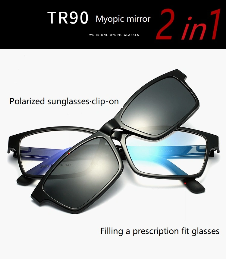 2020 Tr90 Magnetic Myopia Mirror Polarized Lenses Custom Made Clip on Sunglasses