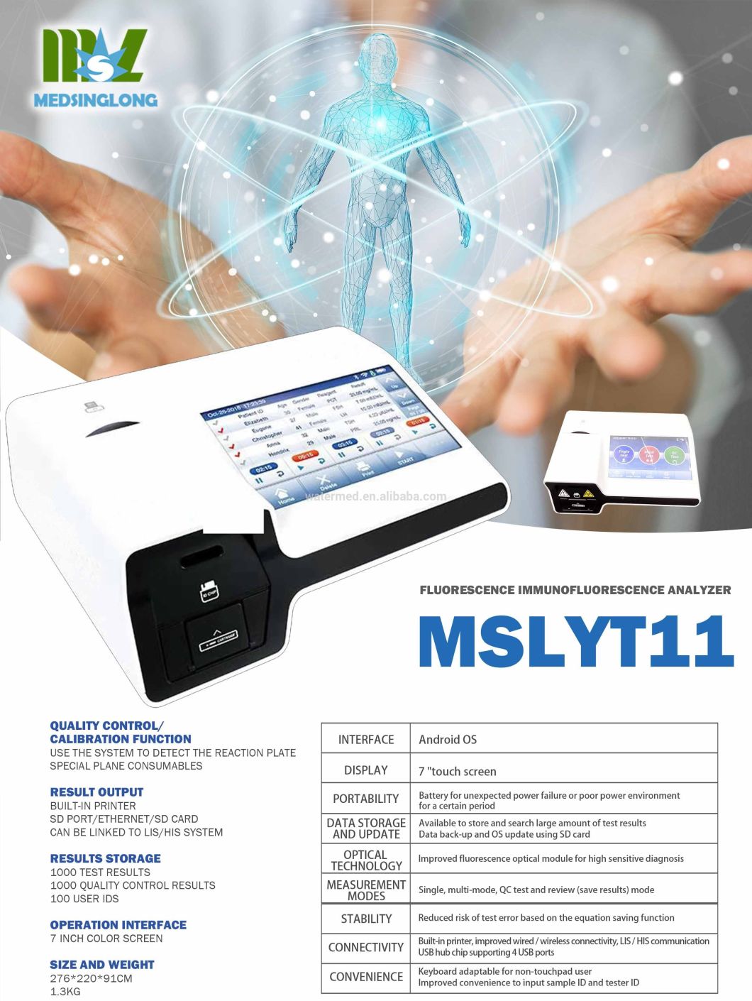 Best Price Android Ios Fluorescence Immunofluorescence Analyzer Mslyt11
