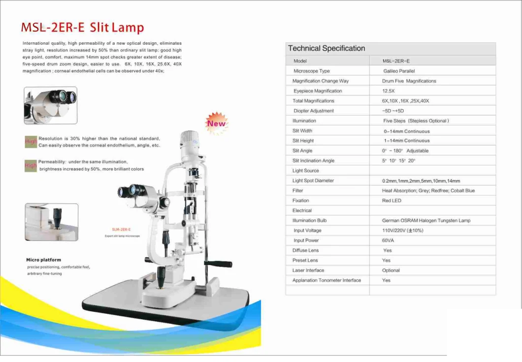 Best Sell Slit Lamp Adaptor Applanation Tonometer for Slit Lamp Msl-2er-E
