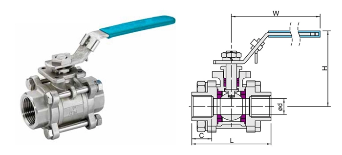 Stainless Steel Industrial 3PC Clamped Gland Type Ball Valve for Water Treatment (HW-PBV 3001)