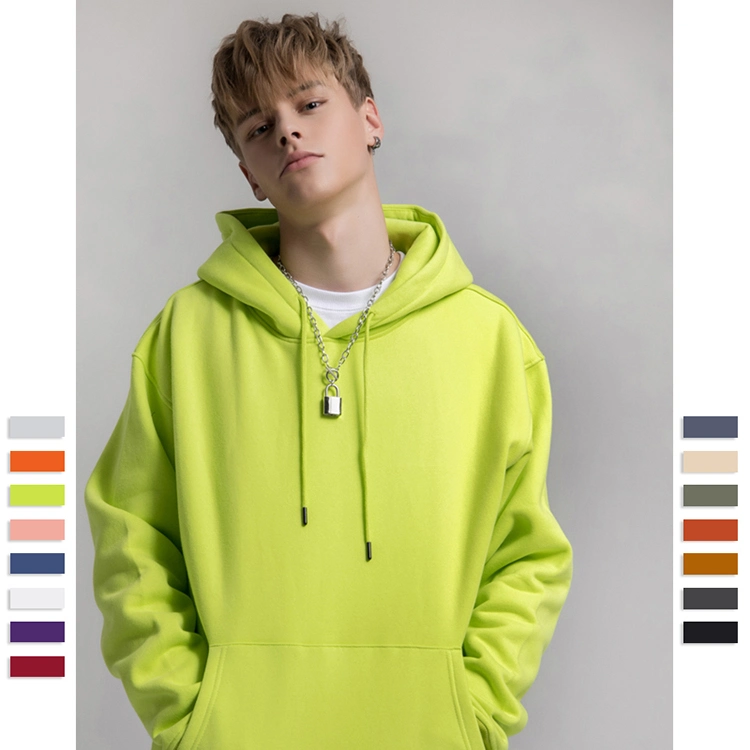 Wholesale Casual Pure Color Jumpers Men's Fluorescence Color Sweatshirt Hoodies
