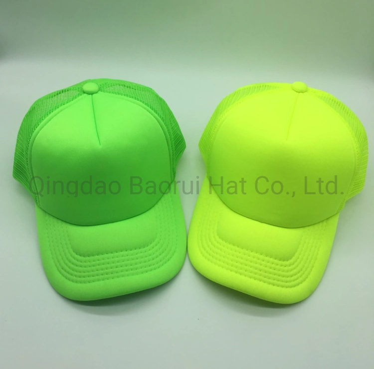 Fluorescence Color Foam Mesh Blank Trucker Baseball Hats