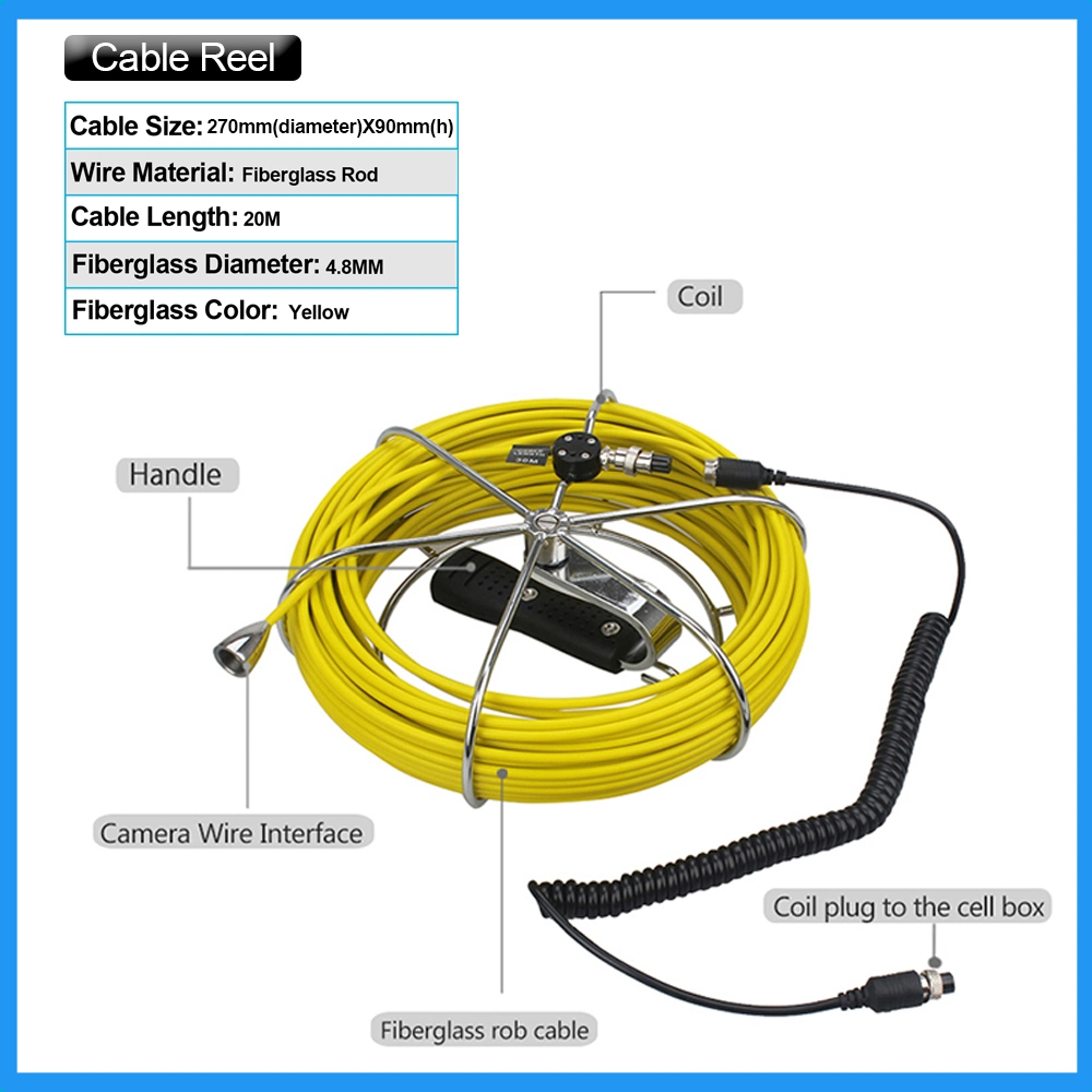 Portable Pipe Sewer Endoscope Inspection Camera with 7inch Monitor and 23mm Camera