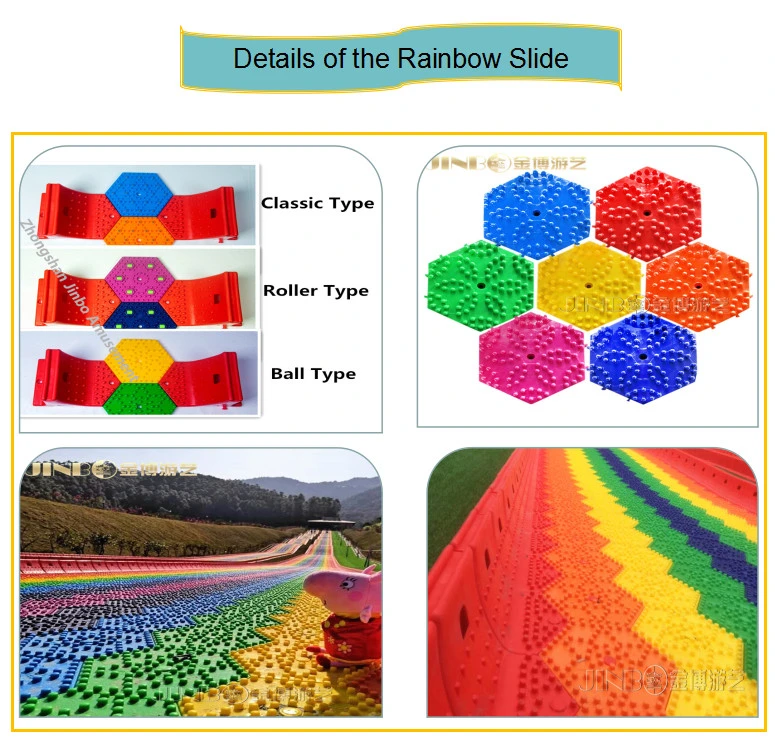 Customized Plastic Rainbow Dry Snow Slide Dry Ski Fun Park Equipment for Adults
