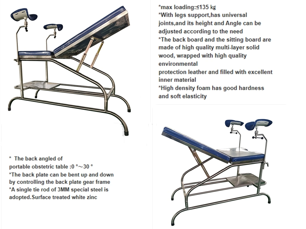 Hospital Equipment Stainless Steel Gynecology Examination Table Medical Obstetric Delivery Bed