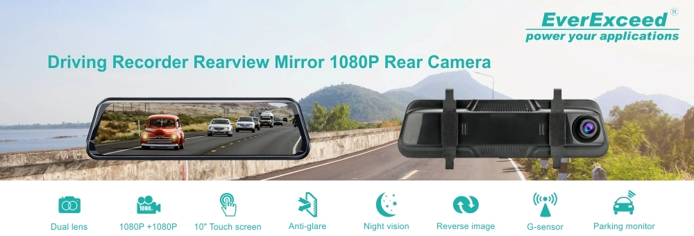 10inch Front and Rear Mirror Dash Video Loop Recording Car Camera with 1080 HD Touch