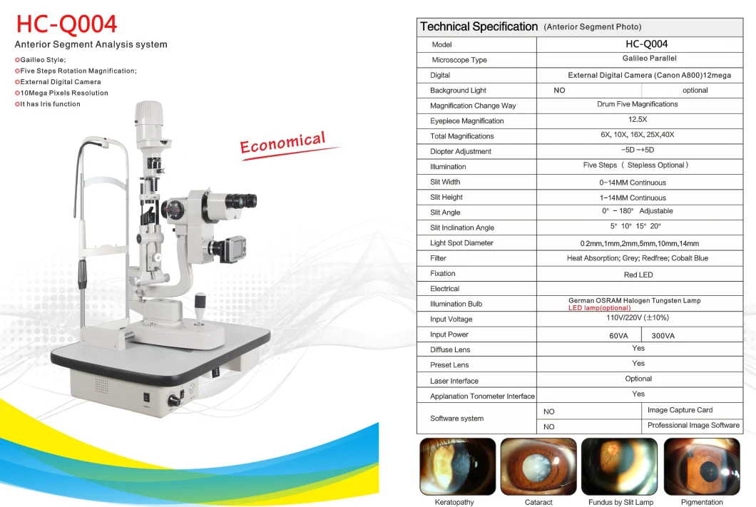 Hc-Q004 High Quality Slit Lamp Price Ophthalmic Digital Slit Lamp Microscope