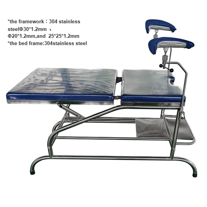 Hospital Equipment Stainless Steel Gynecology Examination Table Medical Obstetric Delivery Bed