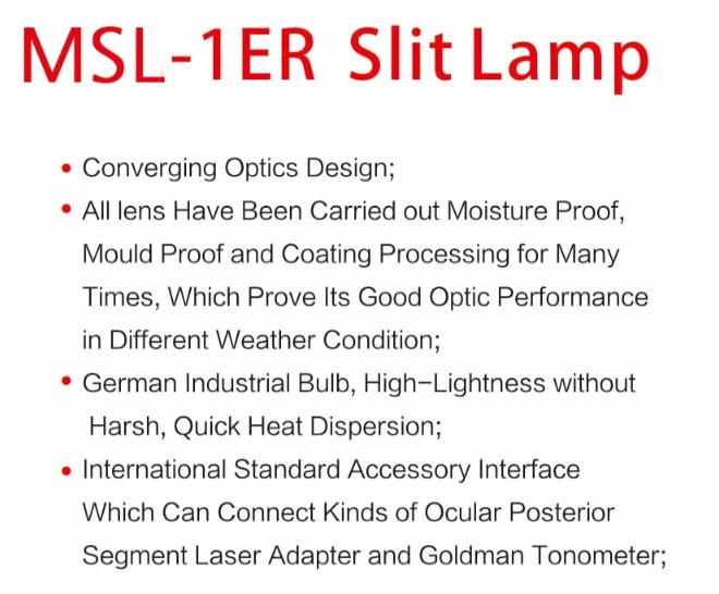 Good Quality 390L Slit Lamp Slit Lamp Tungsten Bulbs Msl-1er