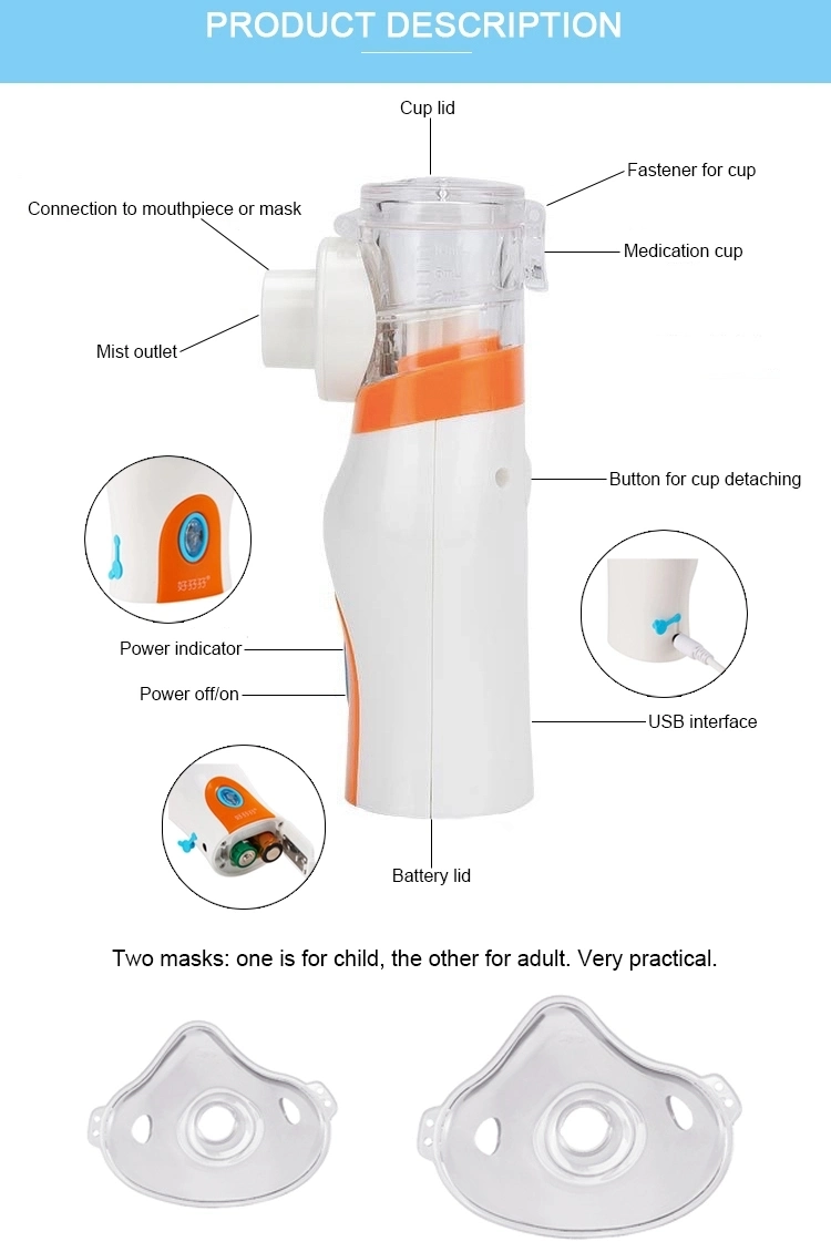 Professional Nebulizer Manufacturer Home Care Ultrasonic Portable Inhalation Mesh Nebulizer Ultra-Low Noise Mini Medical Nebulizer