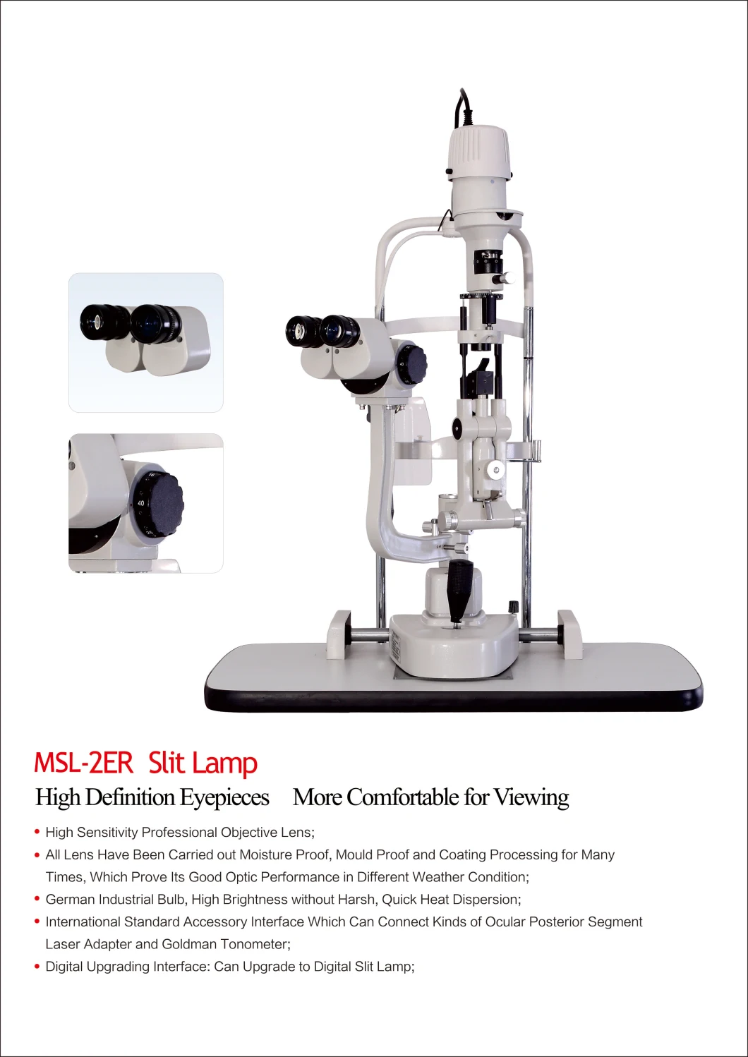Msl-2er Well Availability Slit Lamp Microscope Slit Lamp Beam Splitter Slit Illumination