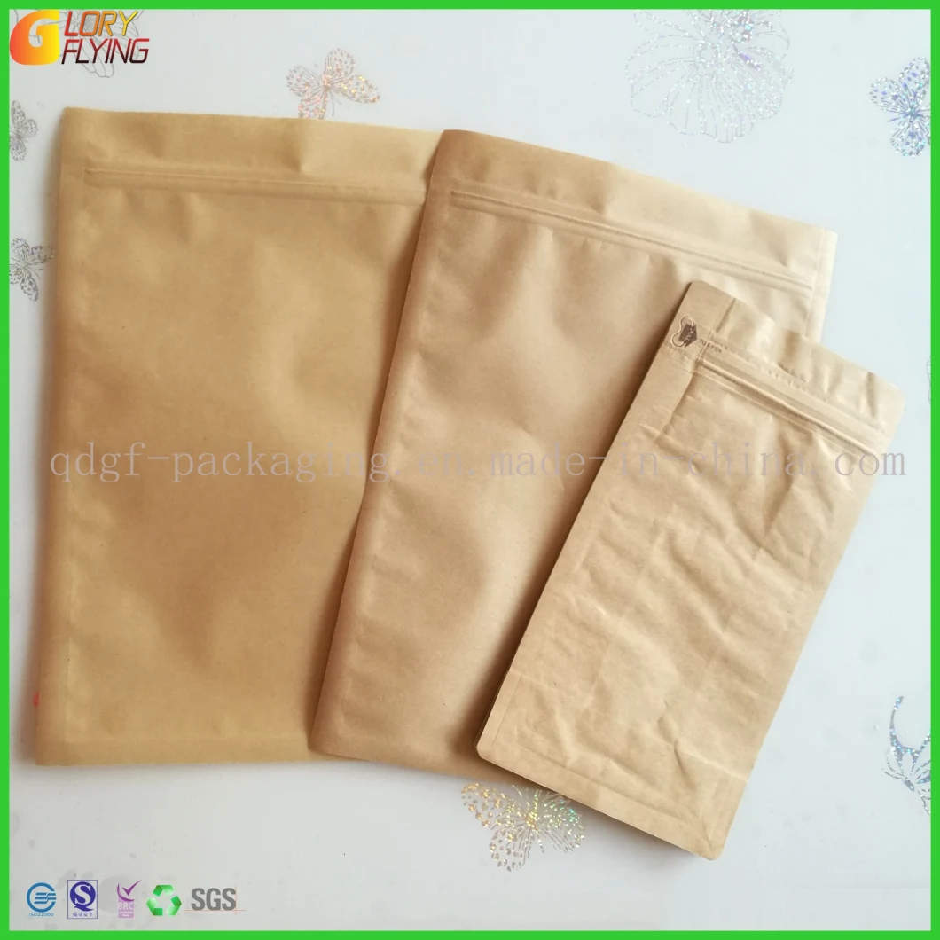 Kraft Paper Bag with Easy-Tear Zipper/ Plastic Paper Packaging