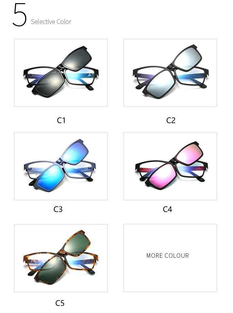 2020 Tr90 Magnetic Myopia Mirror Polarized Lenses Custom Made Clip on Sunglasses