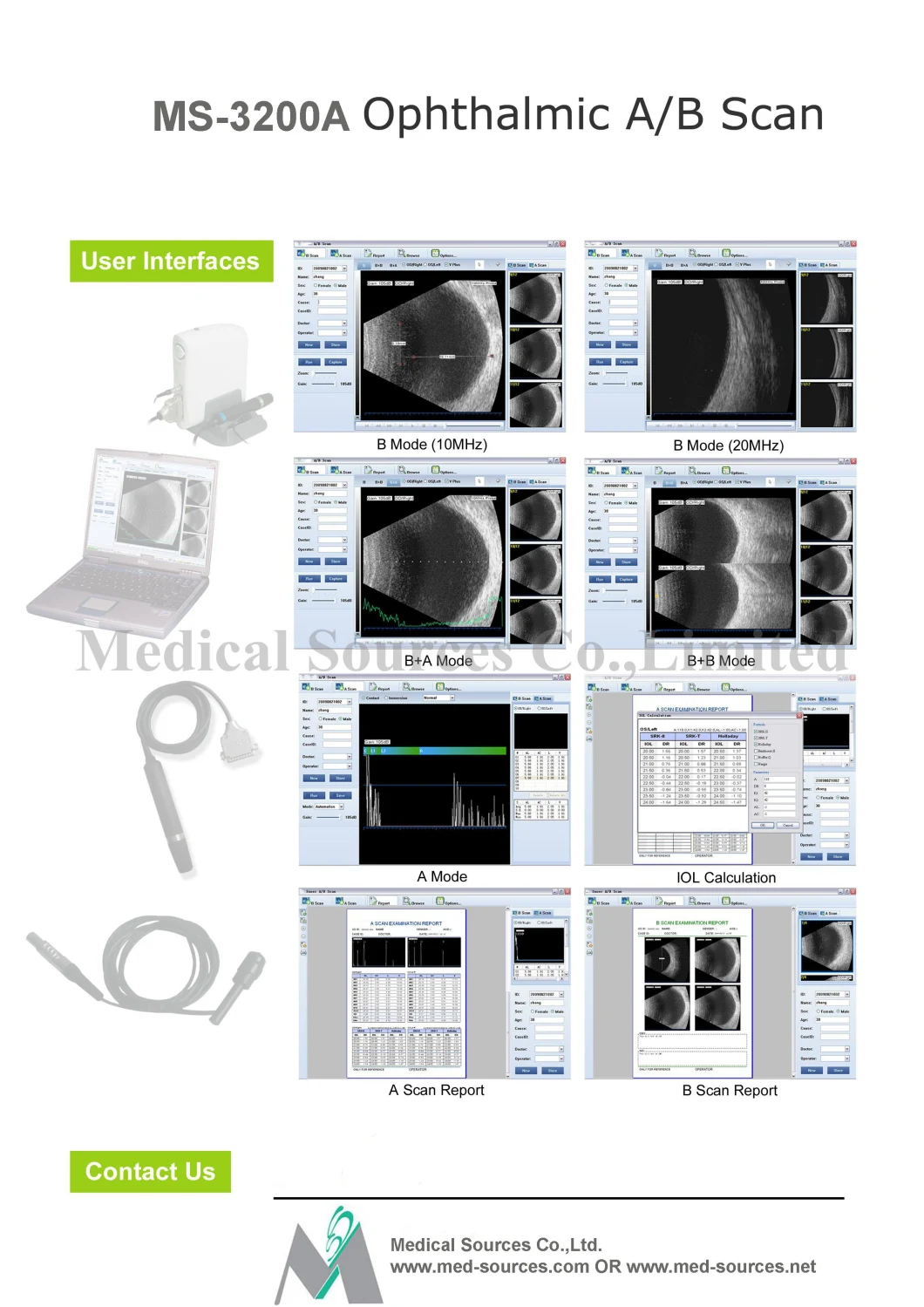 Ms-3200A a/B Biometer Phachymeter Ophthalmic Ophthalmology Ultrasound Scanner Scan