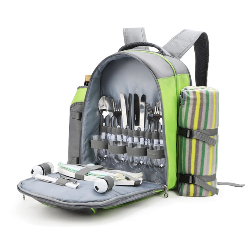 Outdoor Picnic Bag with Tableware Multi-Function Shoulder Ice Bag Cooler Bag Large Capacity Insulation Bag