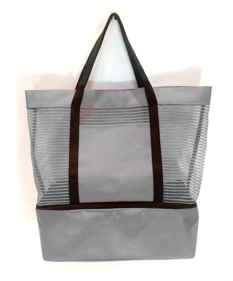 Pinstripe Mesh Bag Fashion Cooler Bag Colorful Beach Tote Bag for Summer